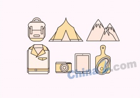 矢量野营元素线描素材